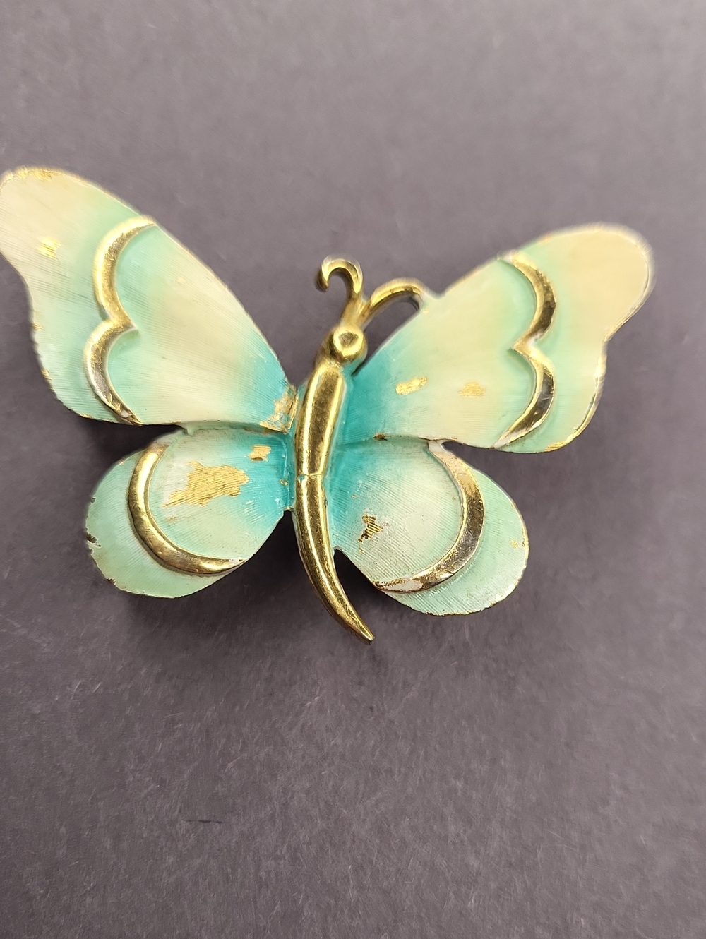 Gold-Tone Turquoise Butterfly Brooch